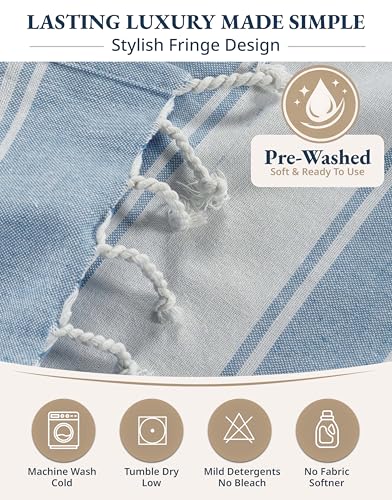 LANE LINEN Beach Towels for Women, 2 Pack Large Beach Towels Oversized, Pre-Washed, No-Shrink Sand Free Beach Towels, Quick Dry, Lightweight Travel Towel,Soft Beach Bath Towel, 39"x71" - Sky Blue - color: 06: Sky Blue, size: Pack of 2