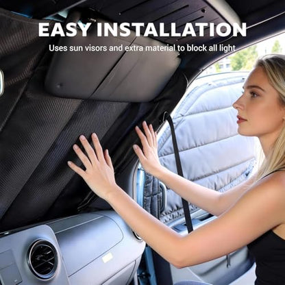 Extra-Thick Windshield Cover for Ram Promaster Van 2014-2026, Insulated Blackout Sunshade with XPE Foam & Thinsulate Cotton, AllSeasonGuard Pro - color: Gray - Pro, size: Windshield