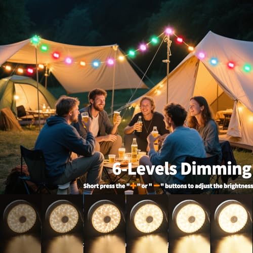 Camping String Lights Rechargeable 4000mAh, 3 in 1 Upgraded Outdoor String Lights with 13 Lighting Modes, 32.8FT LED Hanging Lights, Waterproof Camping Lights for Awning Party Festival Decor