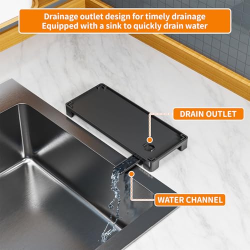 Rustproof Kitchen Sink Organizer for Countertop,Multifunctional Sink Organizer Caddy & Organization,Scrub Brush and Sponge Holder,Plastic Sink Storage Rack,Sponge Drain Rack,Dish Soap Dispenser,Black - style: Countertop