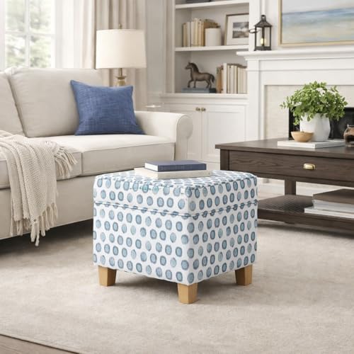 HomePop 18" Classic Square Storage Ottoman - Green Medallion Ikat Print - color: Green