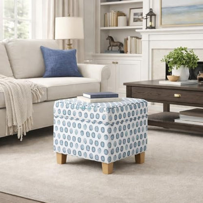 HomePop 18" Classic Square Storage Ottoman - Green Medallion Ikat Print - color: Green