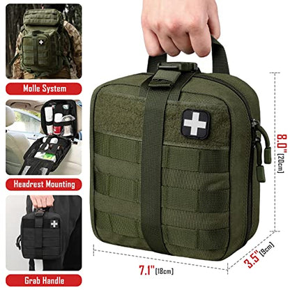 LIVANS 1000D First Aid Bag Empty Medical Ifak Pouch Molle EMT Pouches Rip-Away Tactical Military Trauma Emergency Medic Bag - color: Army Green(7.1"l X 3.5"w X 8"h)