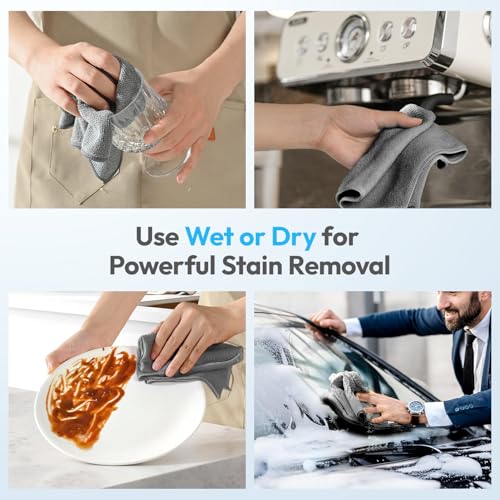 Microfiber Towels for Cars,24 Pack,12" x 12" Gray | Microfbier Cleaning Cloth Lint Free Scratch Free Super Absorbent For Kitchen Garage Window Automotive Car Rags - color: Gray
