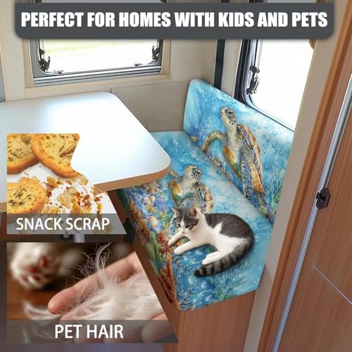 Sea Turtle Print Rv Dinette Cushion Covers Stretch Camper Cushion Covers Rv Seat Covers Stretchable Booth Seat Furniture Protector Portable Rv Sofa Cushions Replacement - color: Sea Turtle Pattern