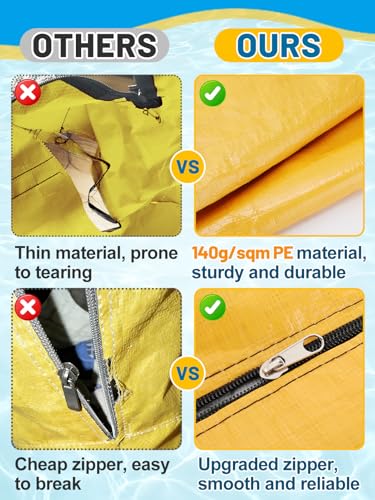 Biggun 47×57in Large Pool Safety Cover Storage Bag - Effortless Wide Stance Handles Pool Cover Bag with Smooth Zipper for Pools Storage (Yellow)