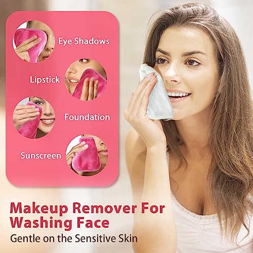 NATWAG | Reusable Update Makeup Removing Microfiber Cloth for Sensitive Skin | Washable Makeup Remover Towels | Natural Facial Cleansing Towels (6”x 6”, 12 Pack/Pink) - color: Pink