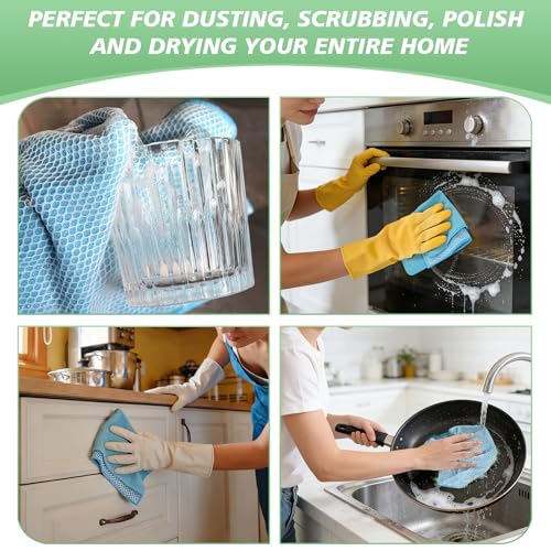 SINLAND Microfiber Dish Cloth for Washing Dishes Dish Washing Rags Best Kitchen Washcloth Cleaning Cloths Wash Cloths with Poly Scour Side 12Inchx12Inch 10 Pack Blue - color: Blue, size: 12inchx12inch 10pack