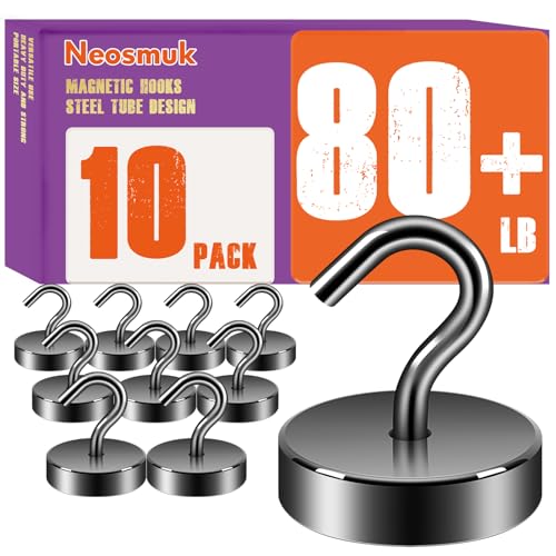 Neosmuk Magnetic Hooks, Cruise Ship Essentials, 80lb+ Heavy Duty Magnetic Hooks for Cruise Cabins, Refrigerator, Grill, Hanging, and Travel | Extra Strong Must-Haves Magnet Hook,Gunmetal - color: Gunmetal, size: 80lb Magnetic Hooks