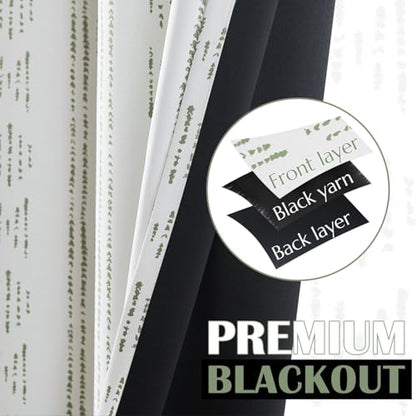 jinchan 95% Blackout Boho Kitchen Curtains 24 Inches Cafe Tier Curtains Bohemian Small Drapes for Bedroom RV Basement Half Window Room Darkening Thermal Insulated 2 Panels Geen on Beige - color: 95% Blackout | Green on Beige, size: 25"W x 24"L (Pack of 2)