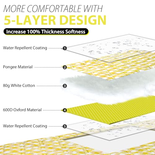 ZAZE Extra Large Picnic Blankets, 80''x80'' Washable Waterproof Foldable Oversized Compact Picnic Mat for Spring Summer Blanket Beach, Camping on Grass (Yellow and White) - color: Yellow and White