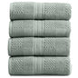 Springtree Home 100% Cotton Bath Towel Set of 4 | Green Towels | Geometric Textured Design | Absorbent & Quick-Dry | 4 Bath Towels | Oeko-TEX® Standard 100 Cotton | Myla Collection - Eucalyptus - color: Eucalyptus, size: Bath Towel (4 Pack)