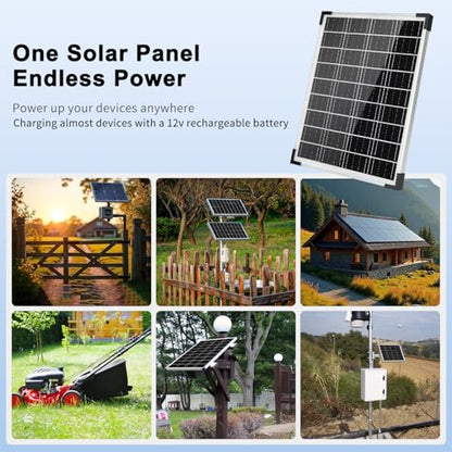 TBER Solar Panel Kit 20W 12V, Solar Battery Charger with 10A Charge Controller and Extension Cables with Battery Clips O-Ring Terminal for Car Motorcycle RV Marine Boat Camper Other Off Grid System - size: 20W