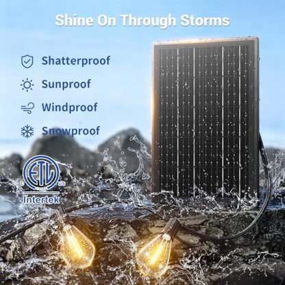 200FT Solar String Lights Outdoor Waterproof, 72+2 LED Solar Powered Lights with Remote Control, 3 Light Modes & Dimmable, USB-C Charging for Patio, Backyard, Garden, Camping - size: 200FT+Remote
