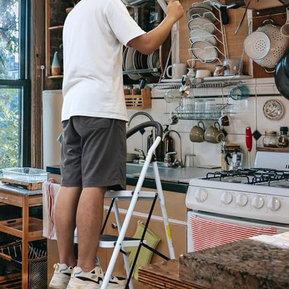 Big Red 3 Step Ladder, 400lbs Ergonomic Folding Stool with Anti-Slip Pedal, Step Stool with Padded Handle for Kitchen, Household, Offices, ATRJZ9023BR, Torin - style: 3 Step Ladder