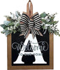Last Name All Year Round Front Door Wreath with 26 Initial Letter Welcome Sign All Seasons Eucalyptus Garland and Bow ，Farmhouse, Porch, for Spring Summer Fall All Seasons Holiday Halloween Christmas.（A） - color: A