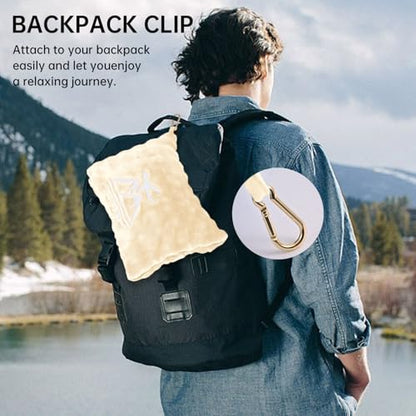 Travel Blanket and Pillow-2-in-1, Ultra-Soft&Compact, One-Piece Airplane Blanket with Hand Luggage Belt and Backpack Clip,Travelers Accessories Gifts, 61x43 Inches(White) - color: White