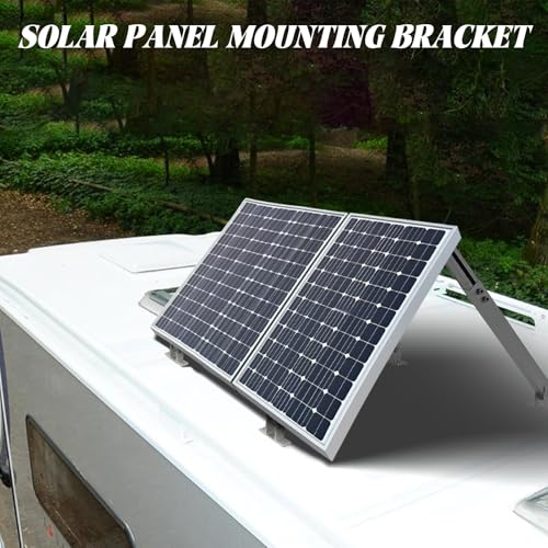 Solar Panel Mounting Brackets, 2 Sets Adjustable Solar Panel Tilt Mount Brackets, 14-27IN Adjust Solar Panel Rack, Support up to 100-450 Watt Mounting Bracket Set, Portable Stand for Roof RV Boat - size: 14-27in adjustable-2 set