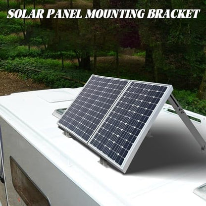 Solar Panel Mounting Brackets, 2 Sets Adjustable Solar Panel Tilt Mount Brackets, 14-27IN Adjust Solar Panel Rack, Support up to 100-450 Watt Mounting Bracket Set, Portable Stand for Roof RV Boat - size: 14-27in adjustable-2 set