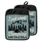 Retro Rustic Forest Camping Pot Holders with Pockets, I Just Want to Go Camping Oven Pot Holders Heat Resistant Oven Mitts Hot Pads for Kitchen Baking Cooking - color: Campfire-e
