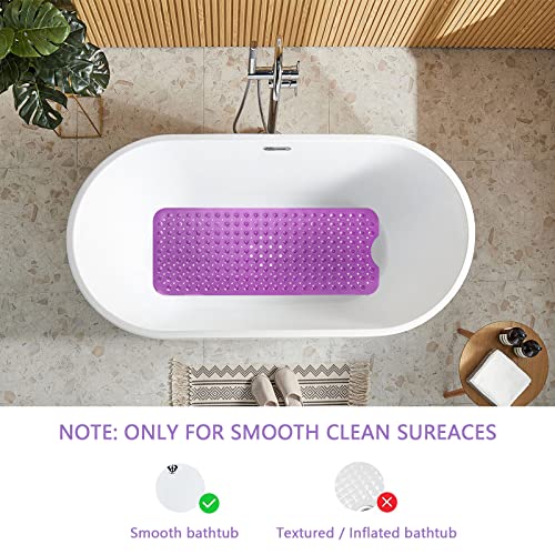 Sheepping Baby Bath Mat Non Slip Extra Long Bathtub Mat for Kids 40 X 16 Inch - Eco Friendly Bath Tub Mat with 200 Big Suction Cups,Machine Washable Shower Mat (Purple) - color: Purple
