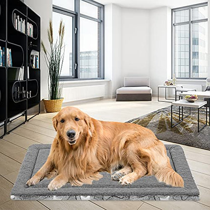 EMPSIGN Fancy Dog Bed Mat, Pet Bed Pad Reversible (Cool & Warm), Machine Washable Crate Pad, Pet Sleeping Mat for Small to XXX-Large Dogs, Grey, Star Pattern,XXL (48inch X30inch X1.1'') - color: Grey with Star Pattern, size: XXL (47.2"x28.3"x1.1")