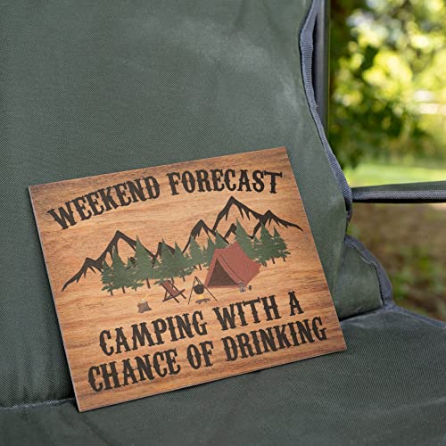 JennyGems Weekend Forecast Funny Camping Wood Sign, Camping Gifts, RV Wall Hanging, Made in USA - color: Weekend Forecast