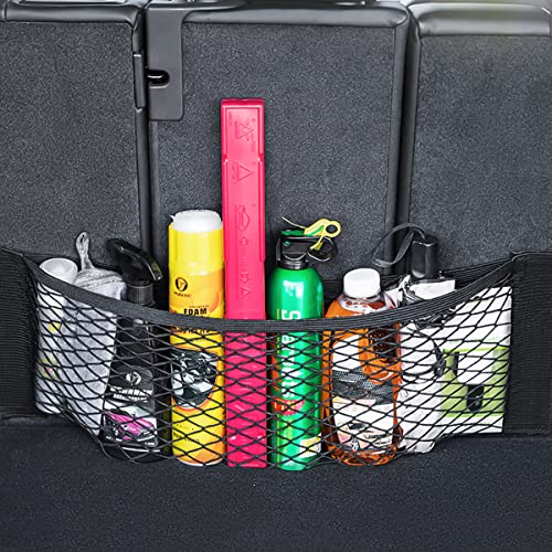 Mesh Cargo Net for Car, Universal Stretchable Trunk Storage Net Wall Sticker Organizer Elastic Pouch Bag for Cars, SUV, Home, Auto Interior Accessories (Large) - size: Large