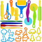 LCY WEDSHI Dough Tool Set, 24 Pcs Dough Tools Sets for Kids Ages 4-8, Dough Accessories Includes Animal Molds, Cutters Roller, Rolling Pins, Safety Scissors, Plastic Knife - style: 24pcs