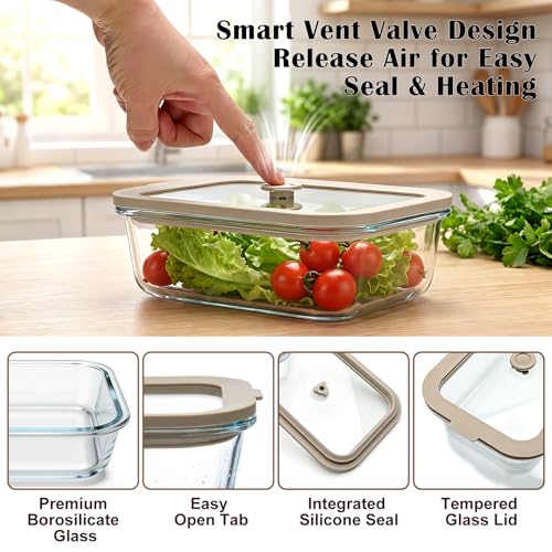 5 Pack 35 oz Glass Meal Prep Containers, Plastic-Free Glass Food Storage Containers with Lids, 4.4 Cups Airtight Glass Lunch Containers for Leftovers, Microwave, Oven, Freezer and Dishwasher - size: 35oz