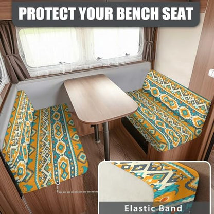 RV Couch Cover Set - 2 Pcs Aztec Tribal Print Slip Covers for Sofa Bed & Camper - color: Aztec Tribal