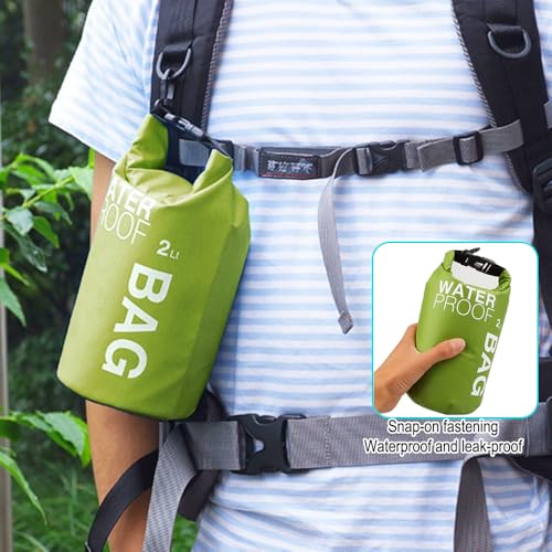 Waterproof Dry Bag 2L, Lightweight Roll-Top Sack for Kayaking Swimming Camping and Beach, Compact & Water-Resistant Outdoor Essential (Peagreen) - color: Peagreen