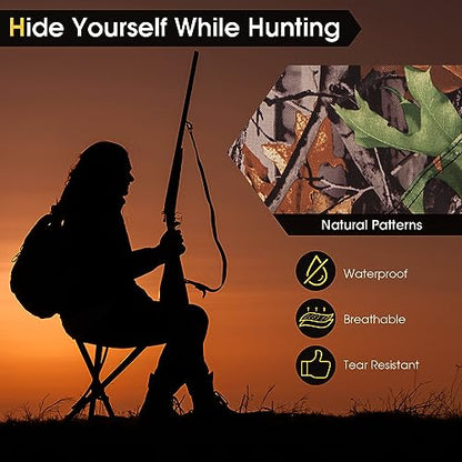 HAPPYGRILL 2-Pack Folding Hunting Stools, Lightweight Portable Chairs with Metal Frame & Carrying Strap, Outdoor Blind Chairs for Hunting Camping Fishing, Camouflage