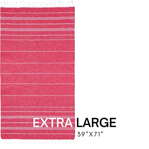 BAY LAUREL Turkish Beach Towel with Travel Bag 39 x 71 Quick Dry Sand Free Lightweight Large Oversized Towels Light - color: Red