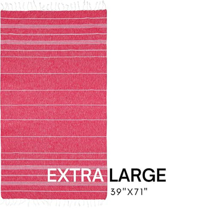 BAY LAUREL Turkish Beach Towel with Travel Bag 39 x 71 Quick Dry Sand Free Lightweight Large Oversized Towels Light - color: Red