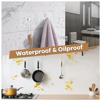 22 Pcs Drill Free Adhesive Wall Hooks, 20 lb Capacity Picture Hanging Hooks, Heavy Duty Picture Hangers Without Nails Strong Hold for Bathroom, Kitchen & Entryway - size: 2.2 inch