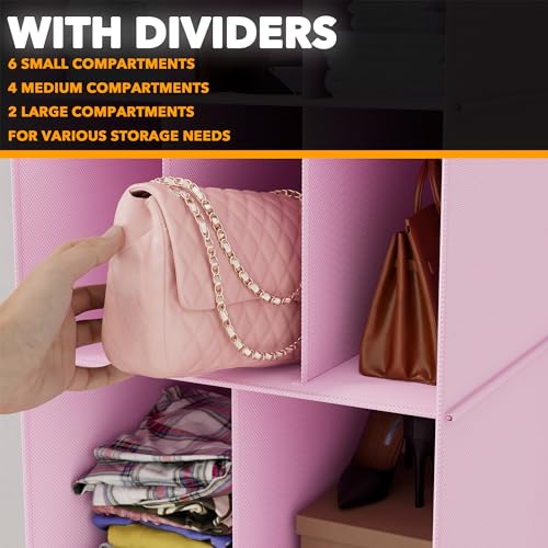 SpaceAid 2 Pack Hanging Closet Organizer and Storage with Dividers, 24 Compartments Hanging Shoe Shelves for Closet, Wardrobe, RV, Garment Rack - Pink - color: Pink