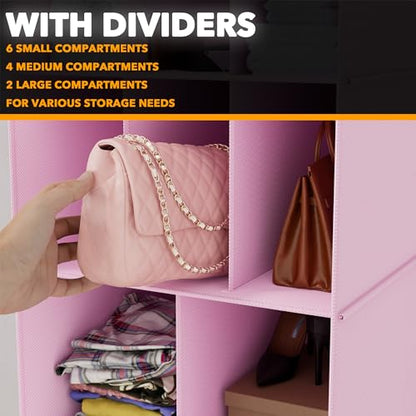 SpaceAid 2 Pack Hanging Closet Organizer and Storage with Dividers, 24 Compartments Hanging Shoe Shelves for Closet, Wardrobe, RV, Garment Rack - Pink - color: Pink