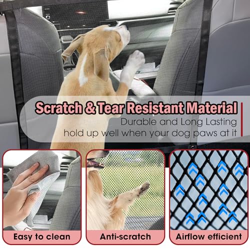 Universal Dog Car Net Barrier – Sturdy Mesh, Easy Install, Breathable Design, Easy to Clean, Flexible Bungee Cords for Adjustable Fit 23"×23" (Black)