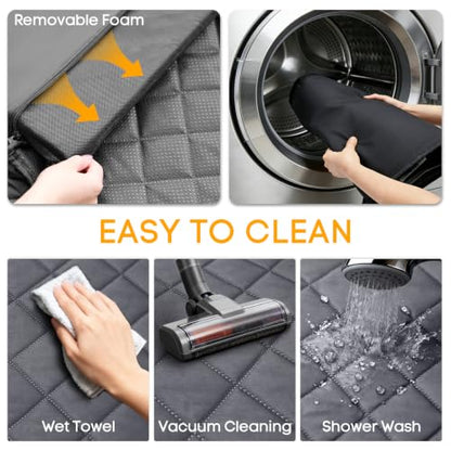 PETICON SUV Cargo Liner for Dogs, Waterproof Trunk Cover with Cushioned Sides to Protect Pet, Full Coverage Non-Slip Seat Cover for SUVs with Bumper Flap Protector - color: gray