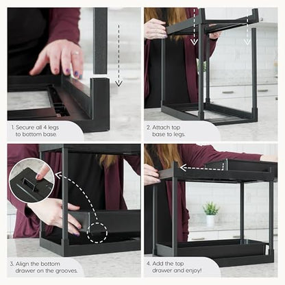 IRIS USA Under Sink Organizer, Bathroom Organizers and Storage, Pull Out Under Cabinet Kitchen Shelf Pantry Under Counter, Cleaning Supplies, Vertical Spice Rack Slide Out Drawers, Easy Assembly - size: 1 Pack