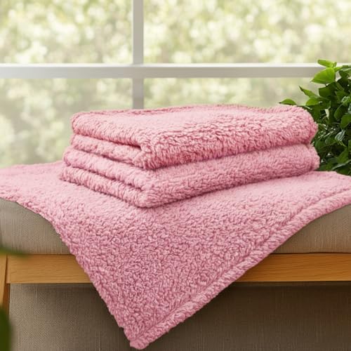 Luciphia 1 Pack 3 Calming Dog Blanket Fluffy Premium Fleece Pet Blankets Soft Sherpa Throw for Dogs Puppy Cat Pink Large (41" x31") - color: Pink, size: Large (Pack of 3)