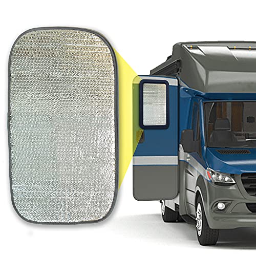 EcoNour RV Window Shade | Foldable Trailer Door Window Cover for Total UV Protection | Camper Window Shade for Privacy Blackout | Trailer Accessories for Camper Windows | 25x16 inches - color: Silver, size: Medium