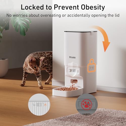 Automatic Cat Feeder - 7L/29 Cups Cat Food Dispenser with Desiccant Bag, 1–6 Meals, Ideal for 2–15mm Dry Food, Auto Pet Feeder with Dual Power Supply, Automatic Dog Feeder for Small Medium Breed - color: White