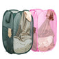 Pop Up Laundry Hamper Thick Mesh Collapsible Laundry Baskets, Large Side Pocket, Strong Handles, Travel Friendly for Cruise, RV (Green+Pink) - color: Green+Pink