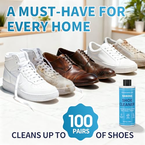 Shoe Cleaner, 10.14 fl oz Premium Shoe Cleaning Kit with Brush & Towel, Sneaker Cleaner Kit Safe for White Shoes, Leather, Boots, Canvas, PU, Mesh & More