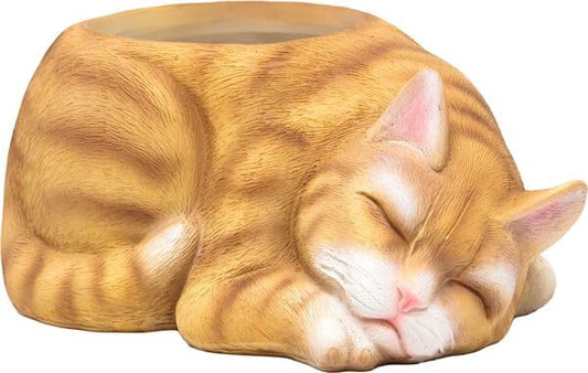Spoontiques Decorative Flower Pots for Indoor and Outdoor Use – Hand Painted Resin Plant Pot – Home and Garden Décor (Cat, 5.25" x 8" x 3.25") - style: Cat