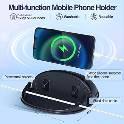 Loncaster Car Phone Holder, Car Phone Mount Silicone Car Pad Mat for Various Dashboards, Slip Free Desk Phone Stand Compatible with iPhone, Samsung, Android Smartphones, GPS Devices and More, Black - color: Black