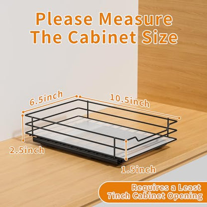 RCHYFEED Pull Out Spice Rack Organizer for Cabinet,Slide out Spice Organizer for Inside Cabinets,Heavy Duty Spice Organization for Kitchen and Pantry,Seasoning,Sauces(1-Tier,6.5" Wx10.5 Dx2.5 H) - size: 1 Tier-6.5''Wx10.5''Dx2.5''H