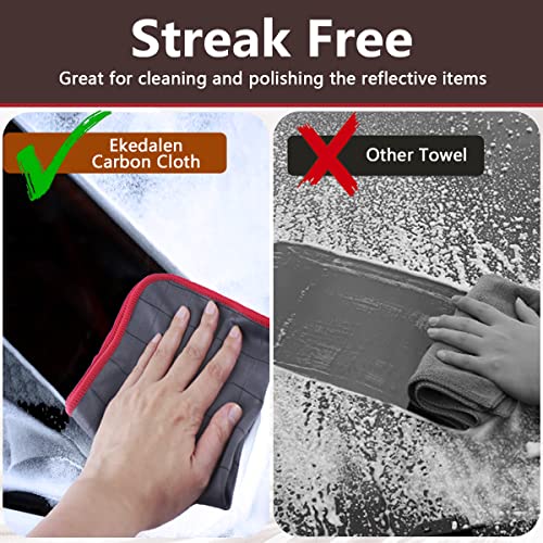 Microfiber Cleaning Cloth Lint Free Glass Cleaner Window Polishing Streak Free Miracle Easy Clean Rag Reusable for Mirror Kitchen Dish Auto Detailing, Pack of 6, 16"x12", Grey-red - color: Grey-red, 12 X 16 Inch